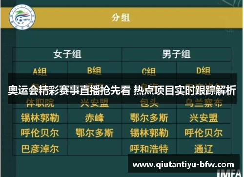 奥运会精彩赛事直播抢先看 热点项目实时跟踪解析